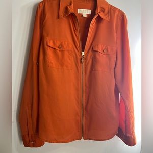 MICHAEL KORS (MK) orange zip shirt/jacket (shacket) sz large/NWOT